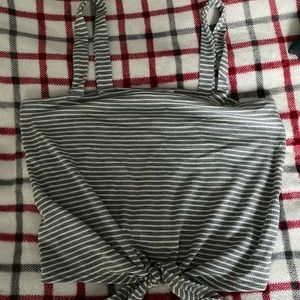 Grey striped crop top